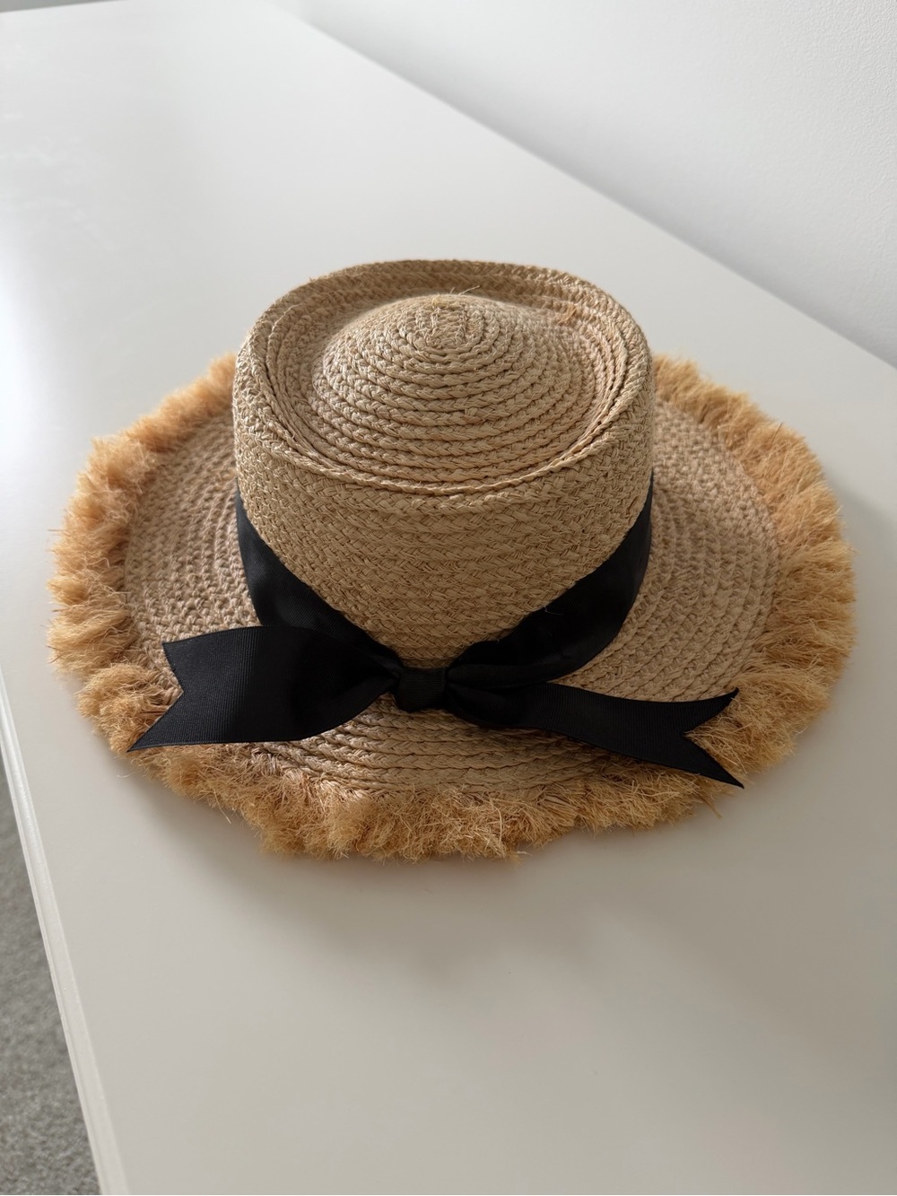 Lack Of Color Natural Straw Boater Hat with Black Ribbon